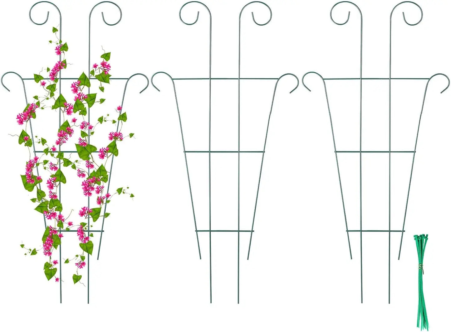 Trellis Taman Tanaman Pasu, Trellis Logam untuk Memanjat Tumbuhan Luar &amp; Dalaman, Sokongan Tumbuhan dengan 20 Keping Pengikat Kabel 