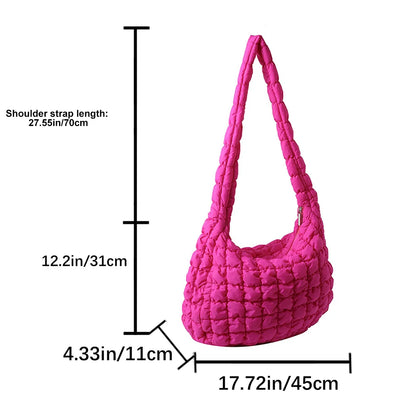 Beg Selempang Berlapis Empuk Baharu untuk Wanita Beg Bahu Awan Berlipat Bubbles Beg Tangan Berbentuk Baldi Tote Besar Beg Tangan Ruched 