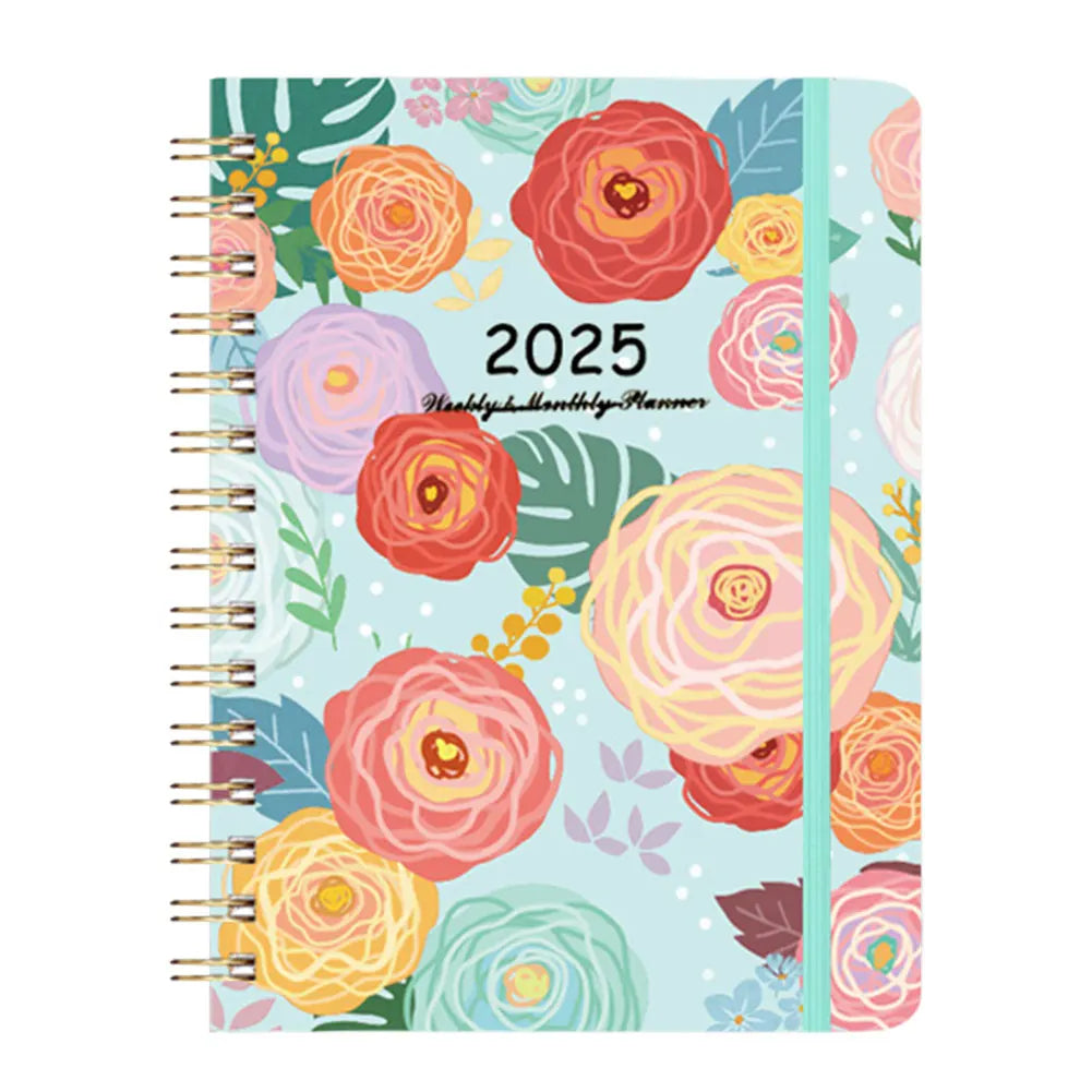 2025 A5 Notebook Spiral Bound Diary Planner with Monthly Tabs Calendar Planner for Office School