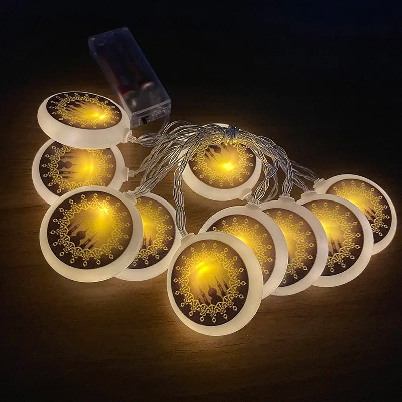Ramadan Star Moon Castle Lampu Rentetan LED Eid Mubarak Hadiah Islam Muslim Ramadan Kareem Hiasan untuk Pesta Aidilfitri di Rumah 