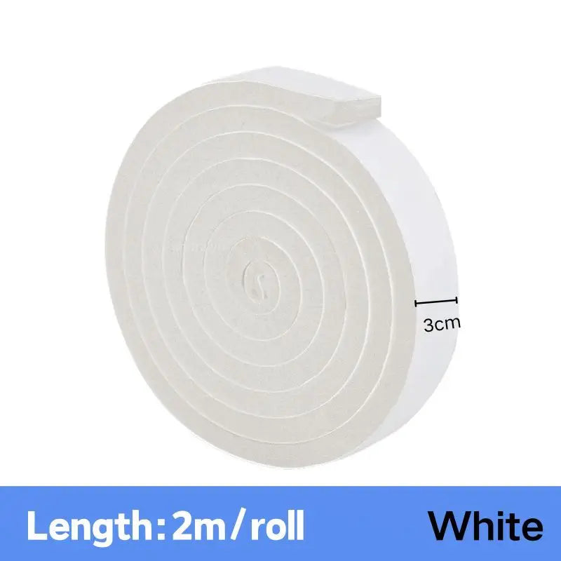 2m PU Sponge Foam Seal Strip Tapes Adhesive Anti Collision Soundproof Weather Stripping for Doors Windows Furniture Protection