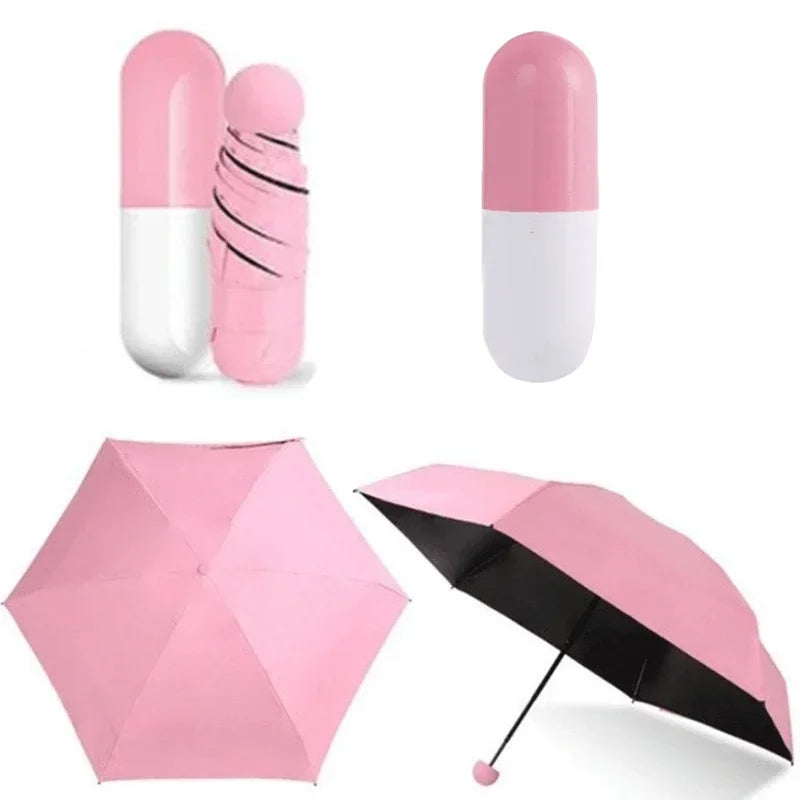 Capsule Umbrella Mini Light Small Pocket Umbrellas Anti-UV Folding Compact Cases