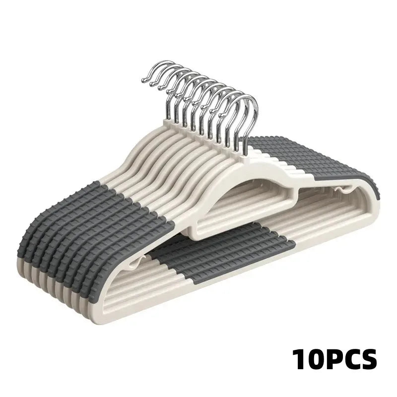 10PCS Anti Slip Hanger Household Clothes Hanger Plastic Non Marking Trace Hanger Clothing Rack Drying Rack for Clothes Storage