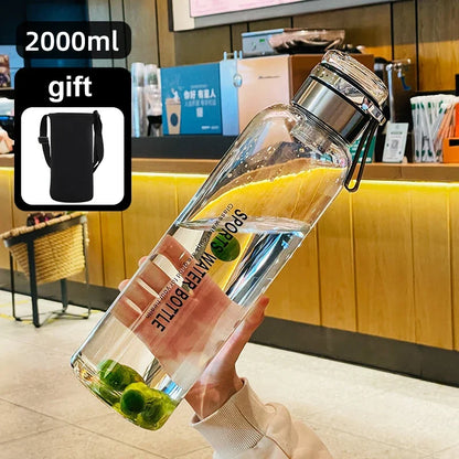 2L Large Capacity Glass Water Bottle Transparent Milk Juice Cup Outdoor Portable Leakproof Drinkware Tea Water Glass Bottle 2L