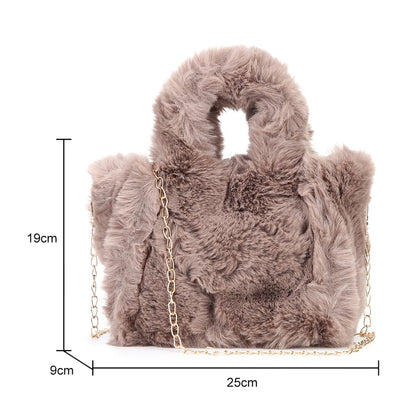 Winter Faux Fur Plush Tote Bag Women's Bag Letter Designer Large Capacity Handbag Shoulder Bag Purses Female Satchel Bags Bolsas