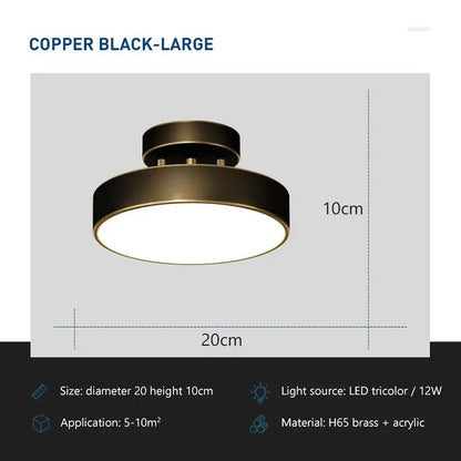 Modern LED Ceiling Lights Nodic Home Decor Accessories For Bedroom Living Dining Room Corridor Lamps Round Copper Decor Fixture