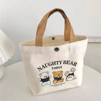 2024 New Canvas Bag Versatile Handbag Female Student Lunch Box Bag Simple Tote Bag Office Worker Lunch Bag Tote bag