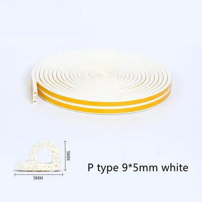 10M/20M Door Window Weather Strip DIEP Self Adhesive Sealing Strip Rubber Seal Foam Tape Dustproof Soundproof Insulation Strip