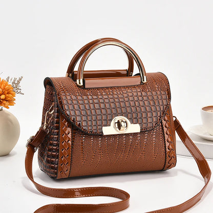 Beg Satchel Pemegang Atas Fesyen, Beg Crossbody Corak Buaya, Beg Tangan Elegan Wanita, Beg Bahu &amp; Dompet 