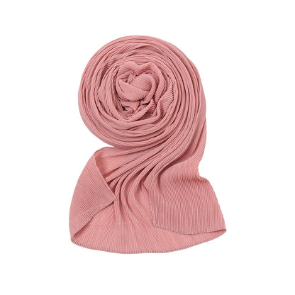 Big Size Pleated Chiffon Hijab Scarf for Muslim Women Turban Pashmina Shawls and Scarves Women Bandana Headband Hijabs Headscarf