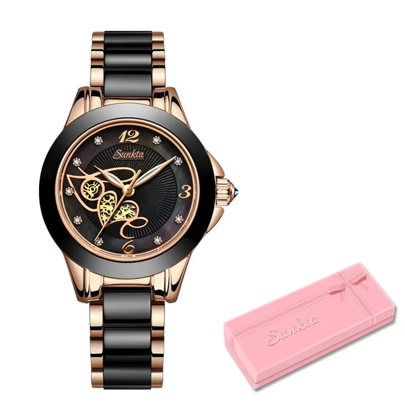 New LIGE Fashion Women Ceramic Watches Brand Luxury Ladies Watches Waterproof Quartz Bracelet Watch Woman Date Clock reloj mujer