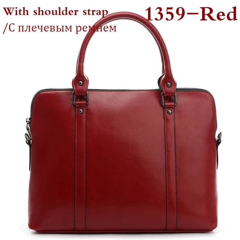 2024 New Cowhide Women's Briefcase Business Handbag Women Genuine Leather Bag 14.6 Inches Laptop Computer Bag Office Bags