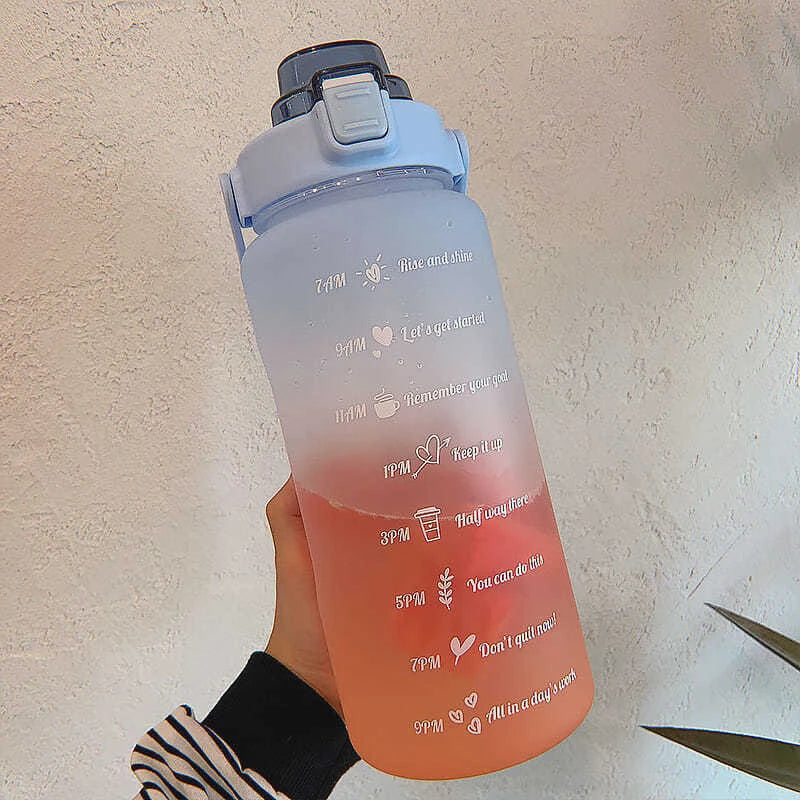 Water Bottle 2 Liters Gourd Motivational Water Bottle Time Marker Leak-proof Cup Large-Capacity Gradient Outdoor Sports Fitness