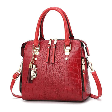 Beg Crossbody Pemegang Atas Corak Buaya, Dompet Beg Beg Kulit PU, Beg Bahu Fesyen Serbaguna Klasik 