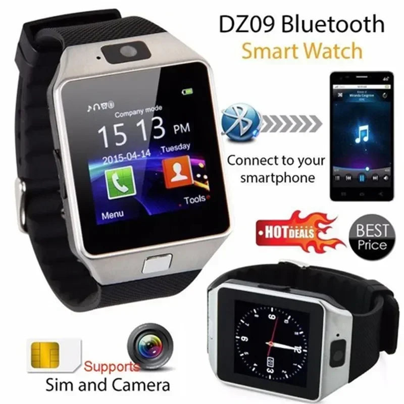 DZ09 Fashion Smart Watch Bluetooth Plug-in Cartoon Talk Watch Motion Meter Call Information Alert Smart Watch Mens Watches Men