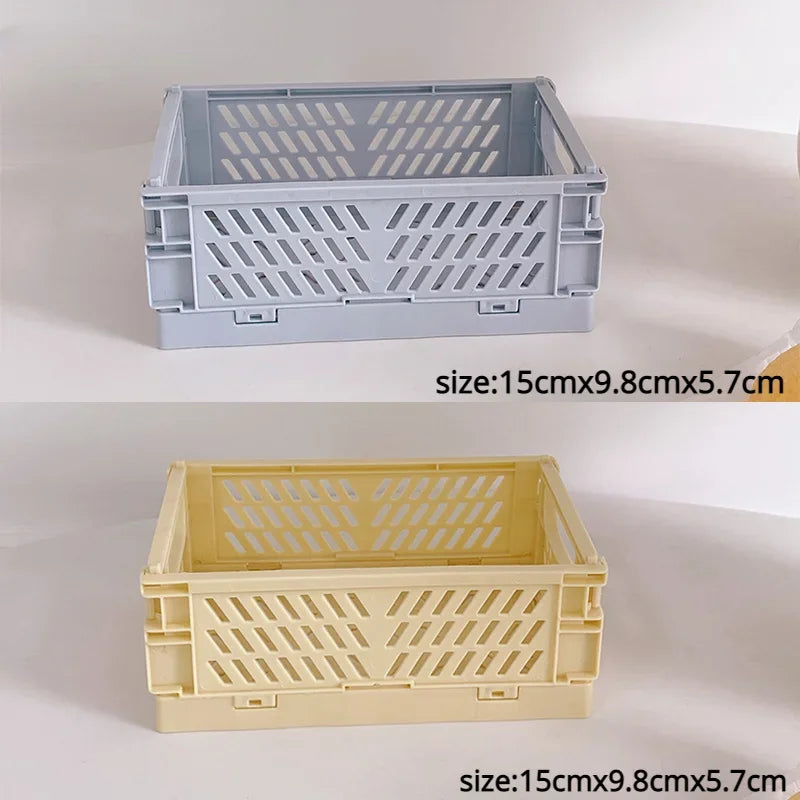 Plastic Foldable Storage Crate Folding Box Basket Stackable Cute Makeup Jewellery Toys Boxes for Storage Box Organizer Portable