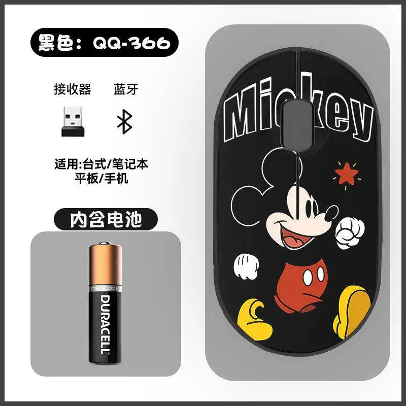 Disney Kawaii Mickey Mouse and Minnie Wireless Bluetooth Mouse Cute Cartoon USB Bluetooth Dual Mode Super Silent Home Laptop