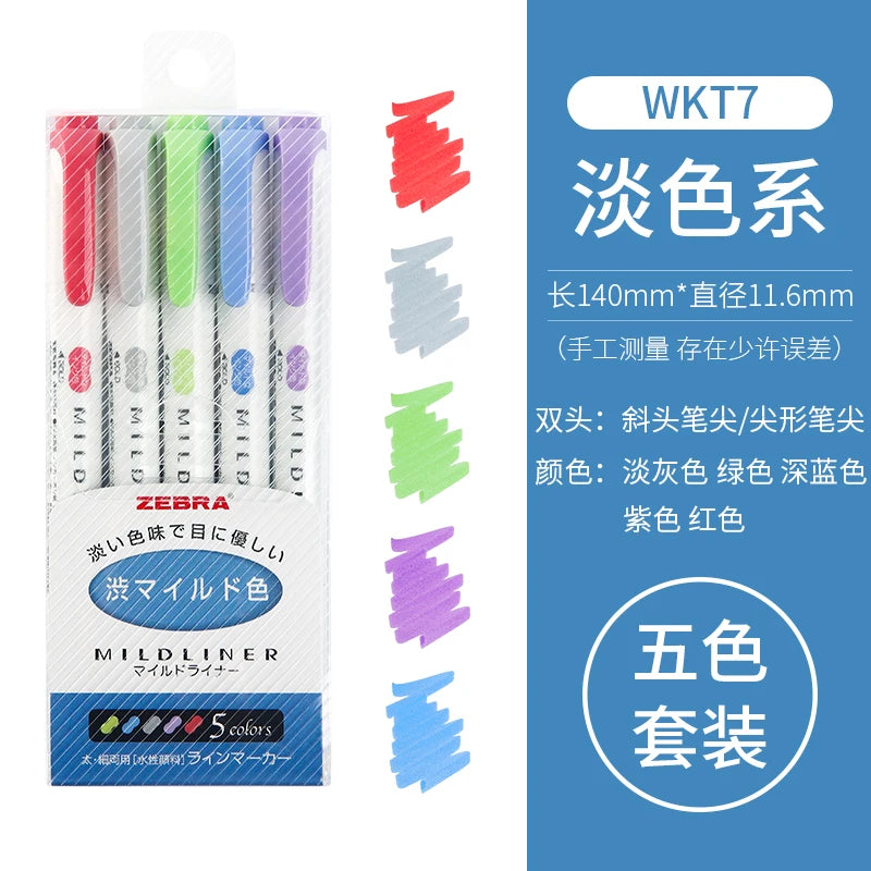 5/10pcs Zebra Highlighter Pen Markers Double Ended Twin Tip Highlighter Set For School Office Drawing Writing Japanese Stationer