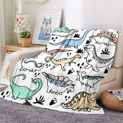 KACISSTY Cartoon Dinosaur Baby Blanket Soft Flannel Throw Blanket for Chair Travel Camping Kids Adults Bed Couch Cover 5 Size