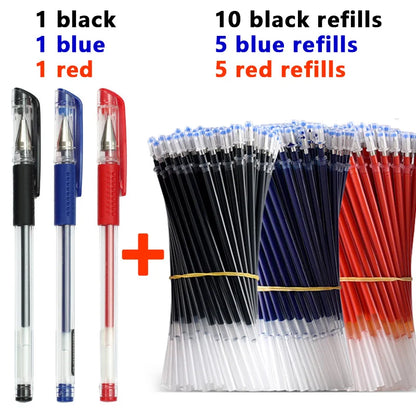 0.5mm Gel Pens Set Black Blue Red Refills Ballpoint Pens Bullet Tip School & Office Supplies Stationery Kawaii Accessories