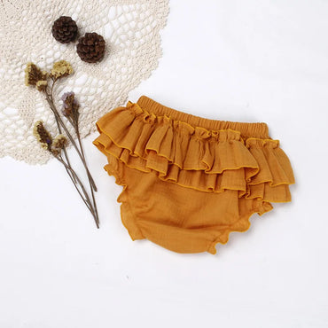 Double Layers Baby Girls Tutu Skirt Shorts Summer Cozy Muslim Cotton Baby Bloomers Toddler Short Pants Children Pettiskirt 0-3y
