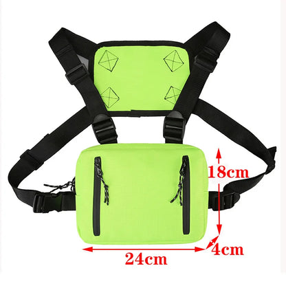 Beg Dada Taktikal Berfungsi untuk Lelaki Fesyen Peluru Hip Hop Vest Beg Streetwear Beg Pinggang Uniseks Beg Rig Dada Hitam 899 