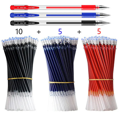 Set Pen Gel Hitam Biru Ballpoint 0.5 mm Isi Semula Cute Sekolah &amp; bekalan pen menulis pejabat Alat Tulis Korea Kawaii