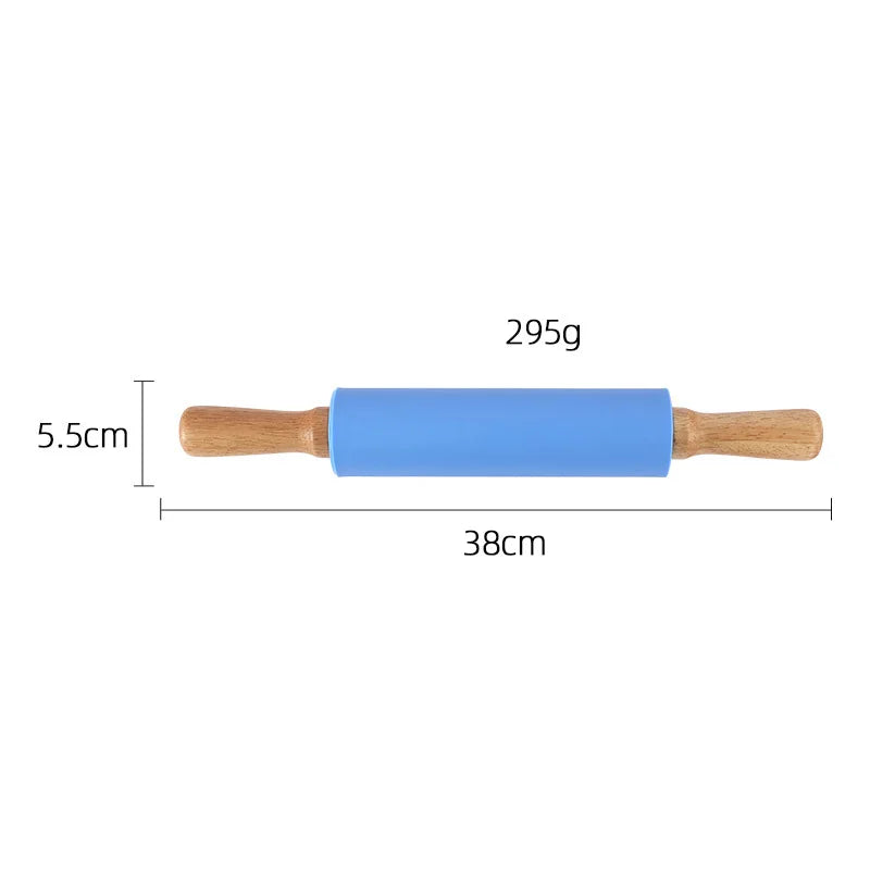 Silikon Rolling Pin Rotating Roller Rolling Pin Dapur Pemegang Kayu Rolling Pin Kulit Dumpling Menekan Tepung Stick BakingTool
