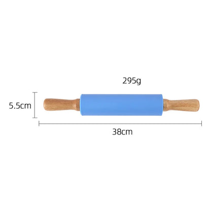 Silikon Rolling Pin Rotating Roller Rolling Pin Dapur Pemegang Kayu Rolling Pin Kulit Dumpling Menekan Tepung Stick BakingTool