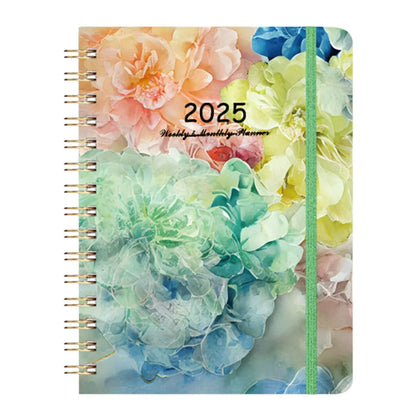 2025 A5 Notebook Spiral Bound Diary Planner with Monthly Tabs Calendar Planner for Office School