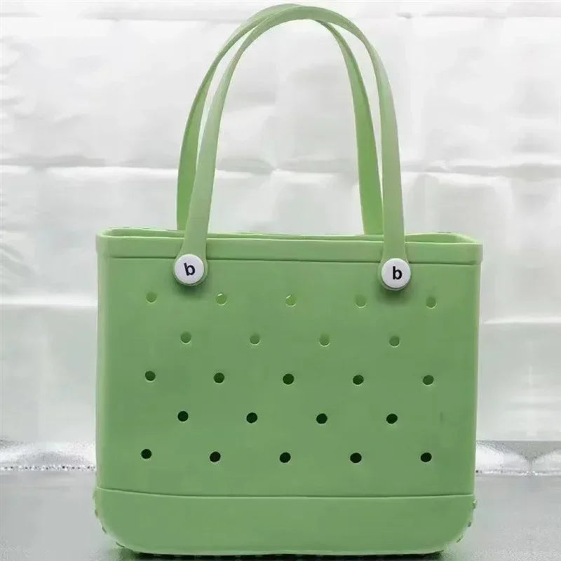 Beg Pantai Bogg Sederhana EVA Getah Kalis Air Beg Tangan Bahu Kolam Berkelah Wanita Membeli-belah Bakul Penyimpanan Tote Jelly Sac Beg Bogg 