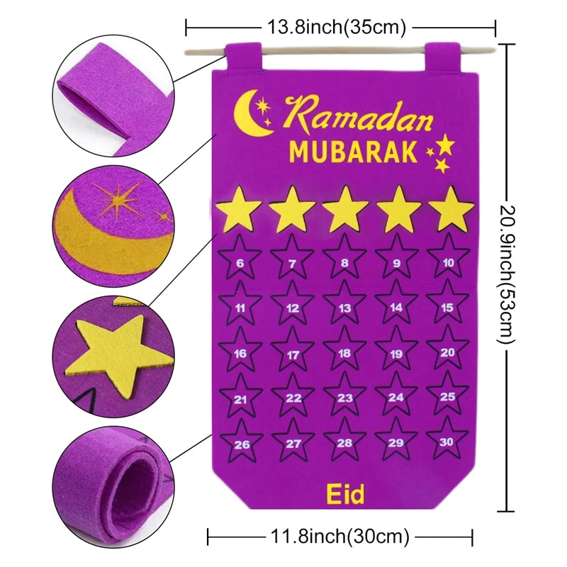 Eid Mubarak DIY Felt Countdown Calendar Hiasan Ramadan Untuk Rumah Islam Muslim Party Suppiles Ramadan Kareem Eid Al Adha 