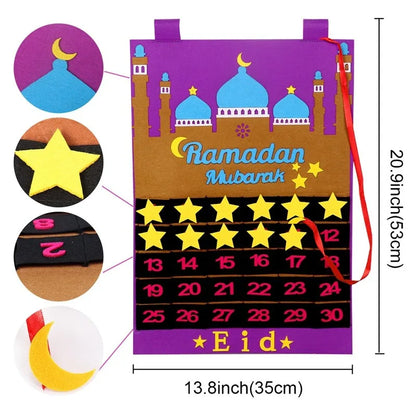 Eid Mubarak DIY Felt Countdown Calendar Hiasan Ramadan Untuk Rumah Islam Muslim Party Suppiles Ramadan Kareem Eid Al Adha 
