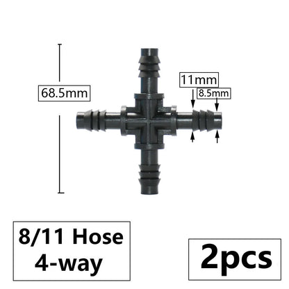 3/8" 8mm Penyambung Hos Taman 8/11 Hingga 4/7 3/5mm Pengurangan Hos Pemisah Air Tee Siku Hujung Palam Titisan Sistem Pengairan 