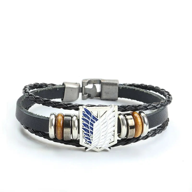 Serangan ke atas Titan Gelang Kulit Shingeki No Kyojin Survey Corps Wings of Liberty Multilayer Jalinan Tali Gelang Perhiasan Anime 