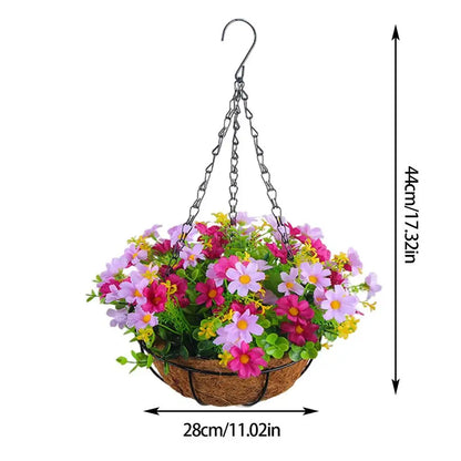 Artificial Hanging Flowers In Basket Silk Daisy Fake Flowers Chain Hanging Basket Flowerpot Wedding Home Party DIY Decoration