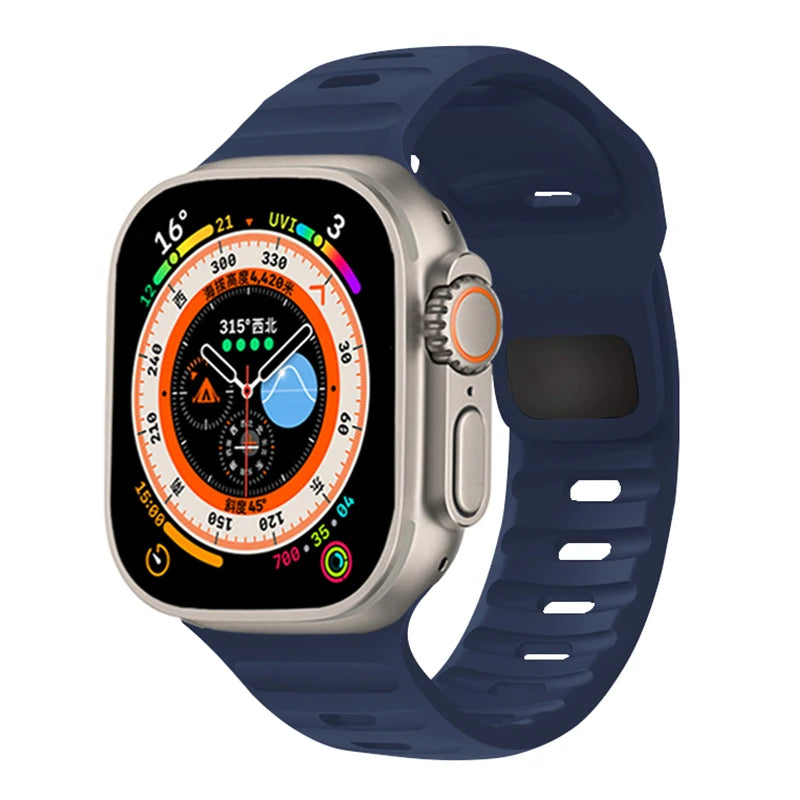 Tali Silikon Asli Baru untuk Jam Tangan Apple Ultra 49mm Gelang Sukan Siri iWatch 9 8 7 45mm 41mm 6 5 4 3 SE2 44mm 40mm Band 