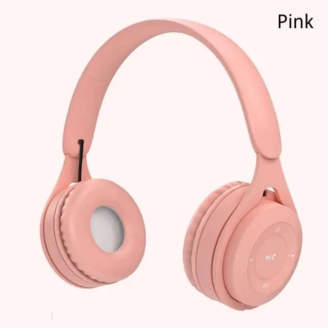 Macaron Headphones Kids Wireless Bluetooth Headphone Stereo Headband Gaming Headset with Mic Gamer Girl Gift for Mobile Tablet