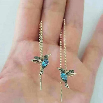 Anting-anting Panjang Rumbai Kupu-kupu Mutiara Kristal Biru Berlebihan Untuk Wanita Anting-anting Fesyen Korea Hadiah Barang Kemas Hari Lahir Harian 