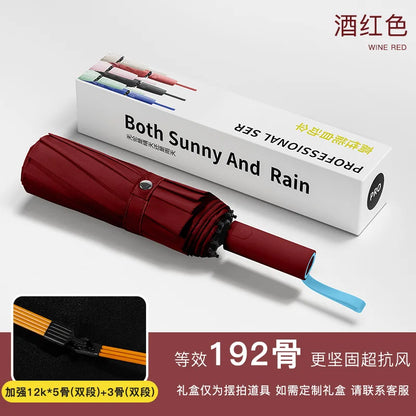 192Bone Super Strong Windproof Automatic Umbrella Sunshade Uv Protection Folding Sunproo Anti-Storm Large Size Reverse Rain Gear