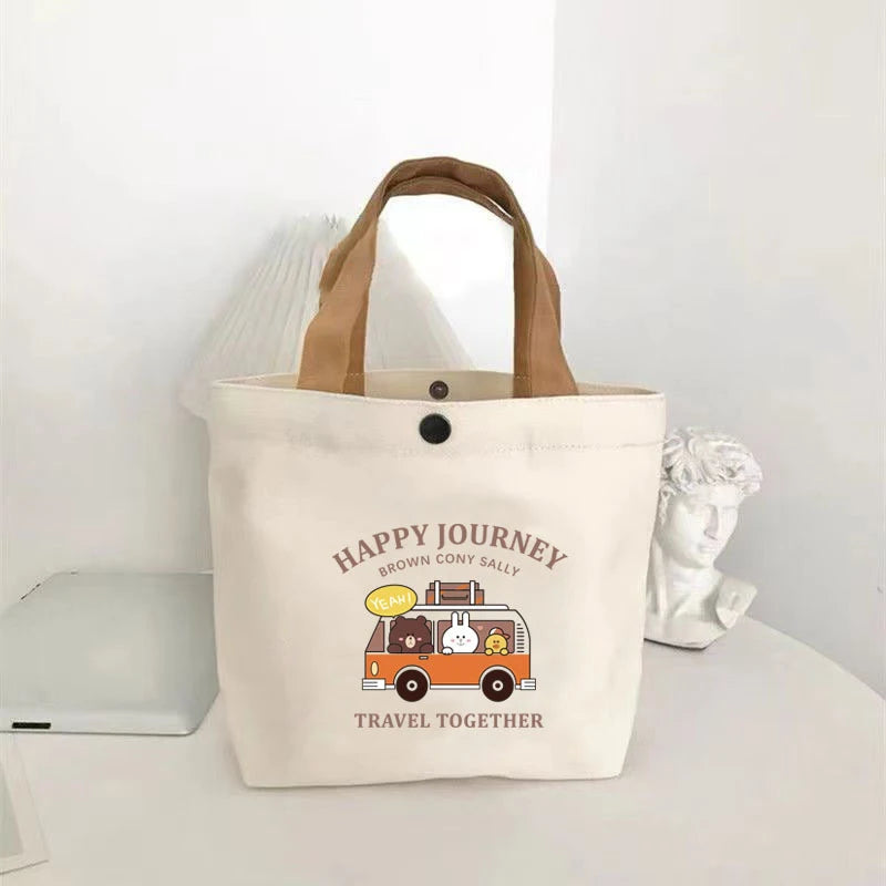 2024 New Canvas Bag Versatile Handbag Female Student Lunch Box Bag Simple Tote Bag Office Worker Lunch Bag Tote bag