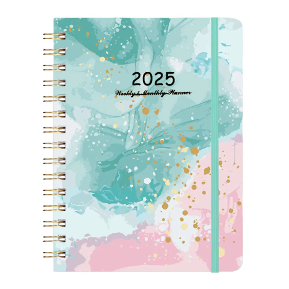 2025 A5 Notebook Spiral Bound Diary Planner with Monthly Tabs Calendar Planner for Office School