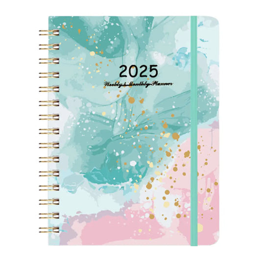 2025 A5 Notebook Spiral Bound Diary Planner with Monthly Tabs Calendar Planner for Office School