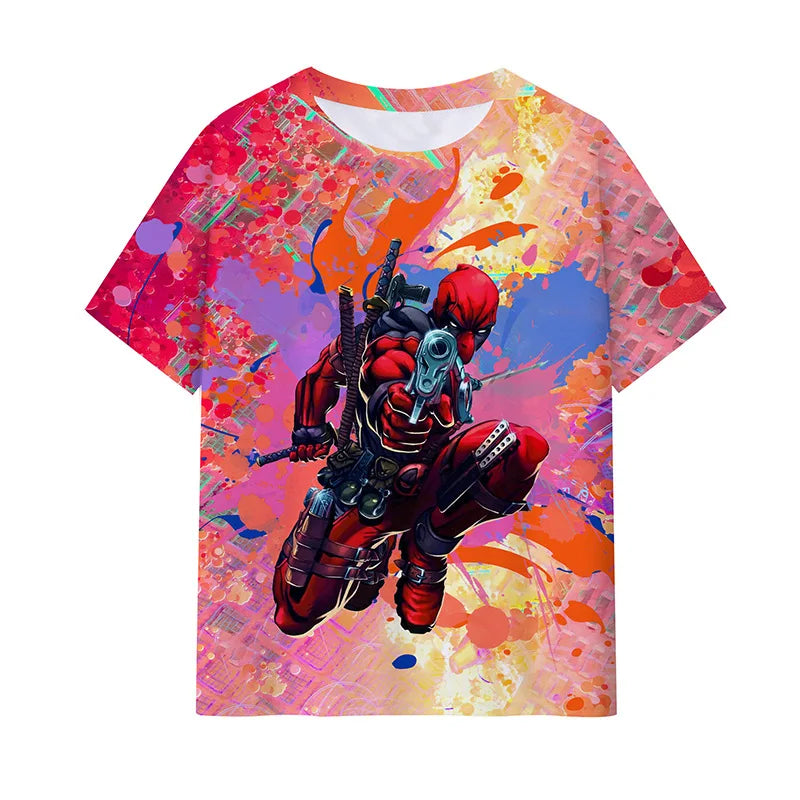 New Marvel Men's T-shirt Deadpool Wolverine 3D Printed Short Sleeve Fashion Oversized T-shirt Casual Street Trend Men's Clothing