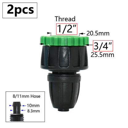 3/8" 8mm Penyambung Hos Taman 8/11 Hingga 4/7 3/5mm Pengurangan Hos Pemisah Air Tee Siku Hujung Palam Titisan Sistem Pengairan 