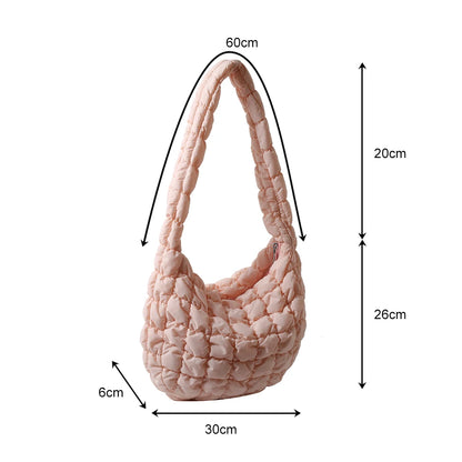 Beg Selempang Berlapis Empuk Baharu untuk Wanita Beg Bahu Awan Berlipat Bubbles Beg Tangan Berbentuk Baldi Tote Besar Beg Tangan Ruched 