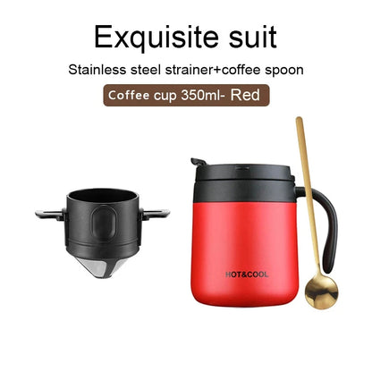 304 Stainless Steel Portable Coffee Filter Drip Coffee Tea Holder Reusable Mug Coffee Dripper Tea Cup Set Coffee Pot Coffeeware