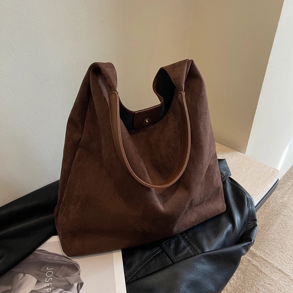 Women Suede Shoulder Bag Retro Handbag Purse for Women Trendy Tote Handbags Hobo Bags Vintage Women's Bag Casual Commuter Bag