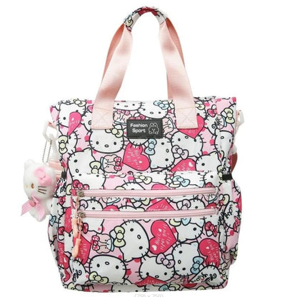 MINISO Hello Kitty Waterproof Canvas Women Handbags Shoulder Bag Nylon Ladies Messenger Bag Oxford Crossbody Bag Tote Book Bag