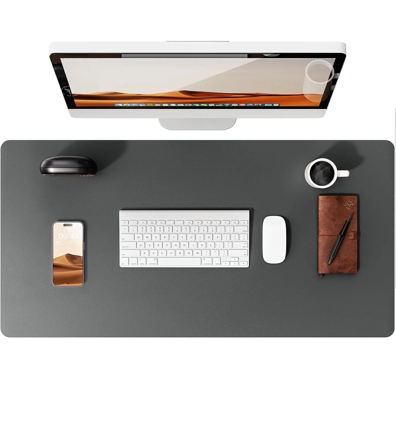 Large Mouse Pad,Office Desk Mat, Leather Desk Pad Protector, Non-Slip PU Leather Desk Blotter, Laptop Desk Pad